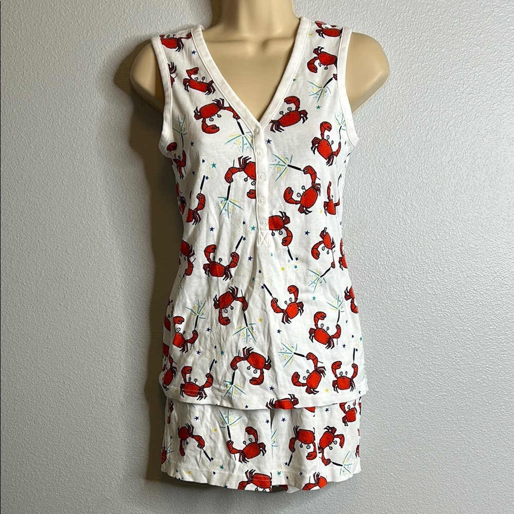 Hanna Andersson Fireworks Crab Sleeveless Top & Shorts Organic Cotton Pajama Set